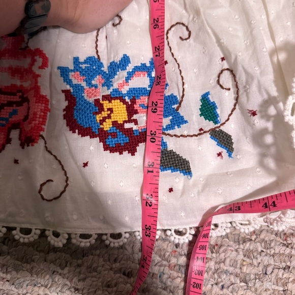 Farm Rio Macaw Cross Stitch Embroidered White Mini Dress- Size Small - Picture 15 of 16